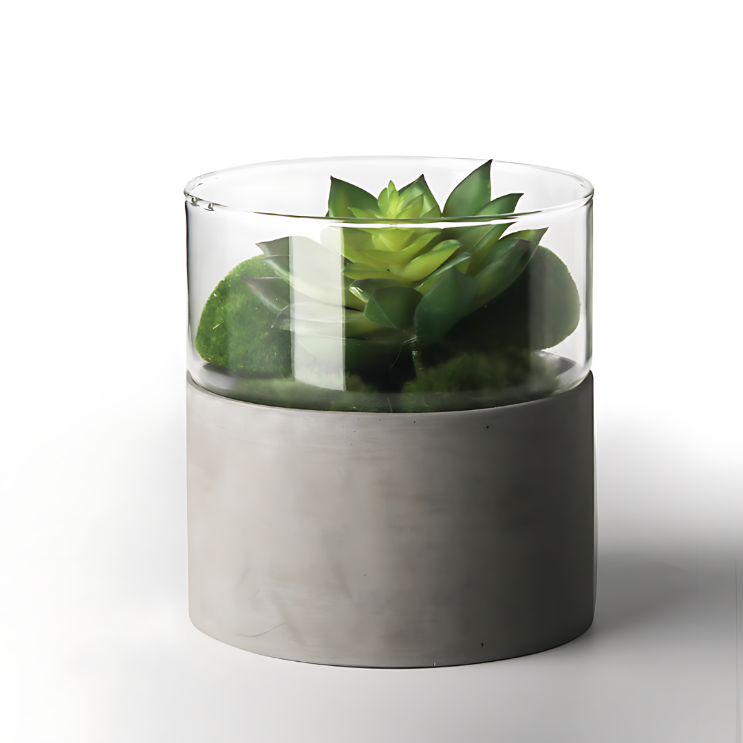 Designvaser i glas och betong 36cm Minimal